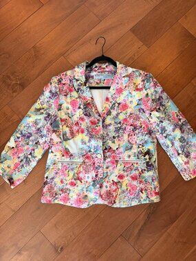 Rivers Women’s Floral Blazer Jacket Zip Pockets